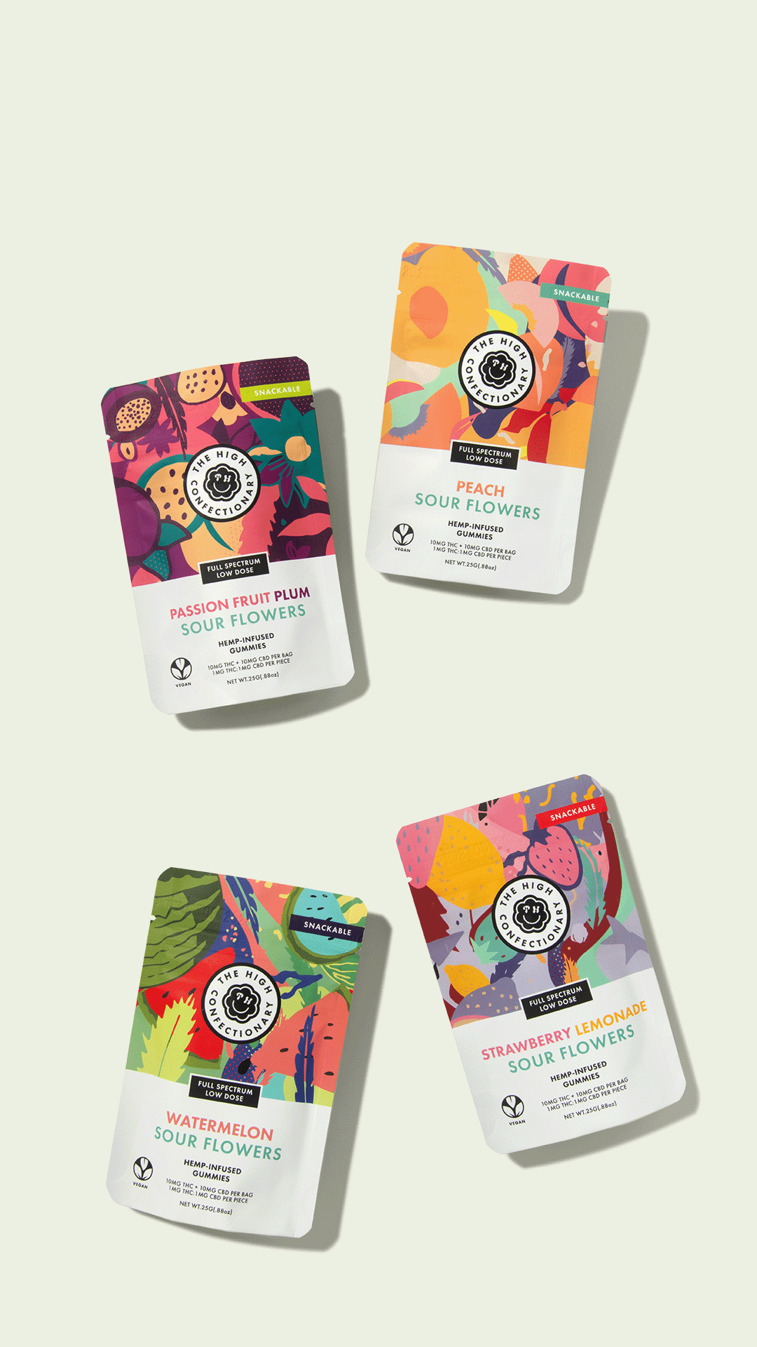 Looping brand animation of Anytime gummies bouncing in place.