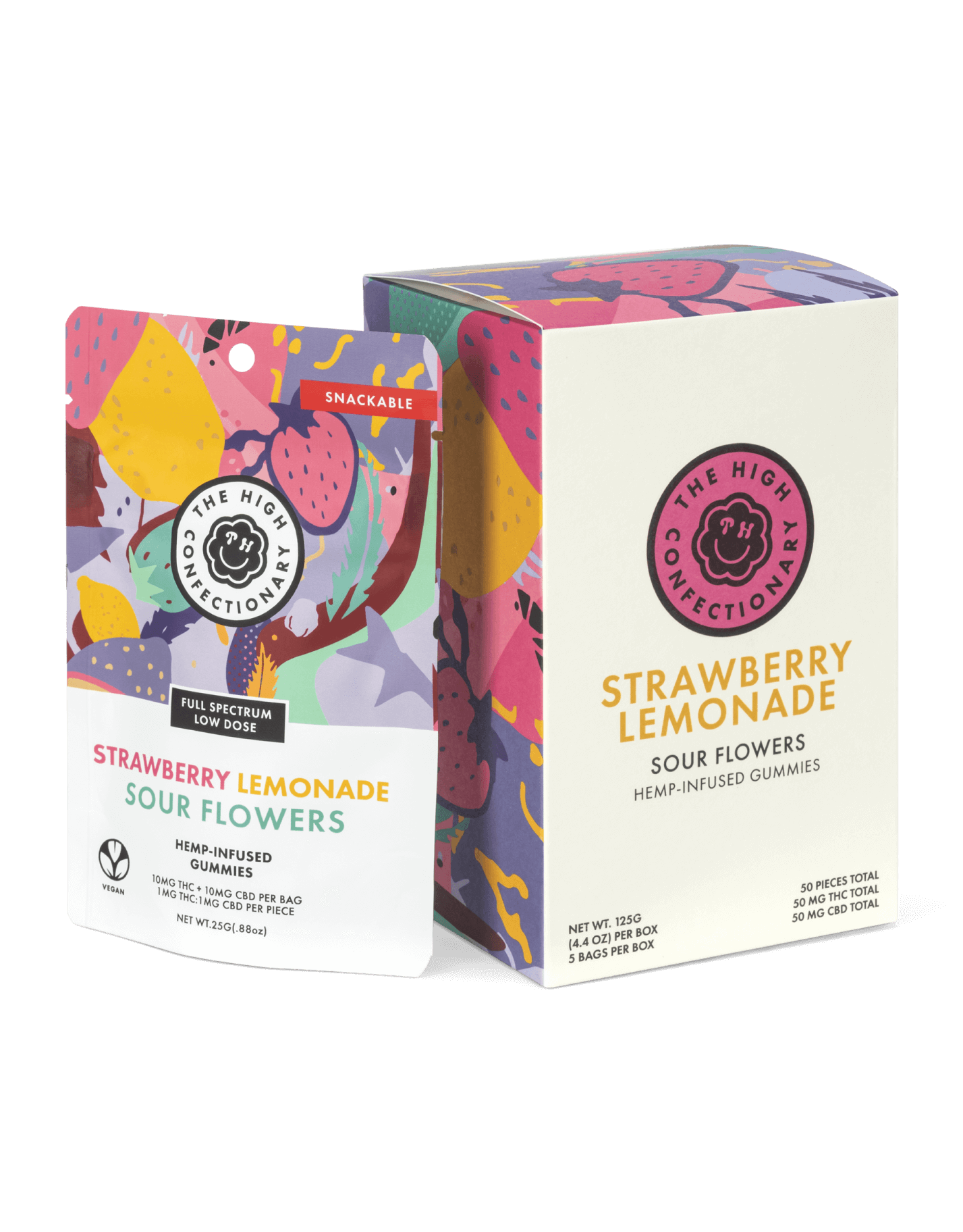 Strawberry Lemonade Anytime gummies — bag and single-piece packaging.
